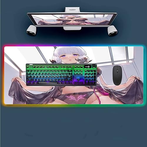 Mouse Pads Sexy Anime Girl RGB Mouse Pad Large Pads XXL Gaming LED Desk Mat Backlight Protector Keyboard Gamer Pc Mause Pad 39.37 inch x19.68 inch