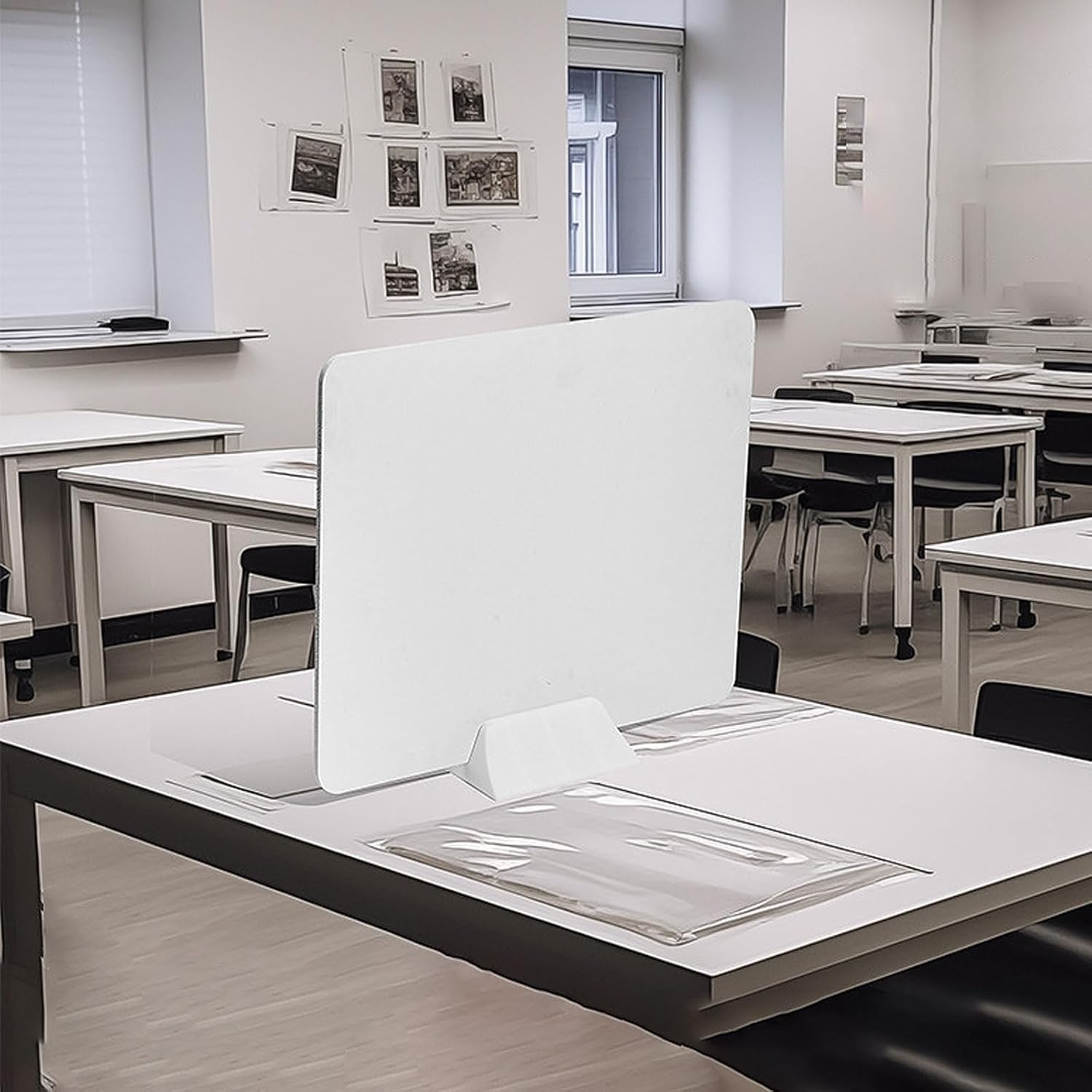 HJYCLFAZU Office Desk Dividers Sneeze Guard Separator Acoustic Desktop Partition Privacy Panel for Workstations Noise Reduction & Visual Barrier White 40x30cm