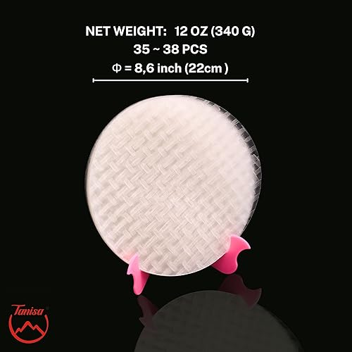 Miniatura 4 de TANISA 76 hojas  2 paquetes de envoltorios de papel de arroz para rollos de primavera, hojas de papel de arroz, wonton sin gluten, rollos frescos