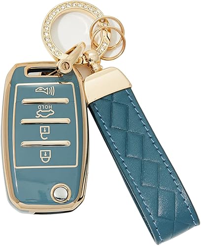 AKIYHIEI Funda para llavero de 4 botones sin llave, funda protectora para Kia Optima Soul Sorento Sportage Forte Rio Sedona 2016 2017 2018 2019 (no