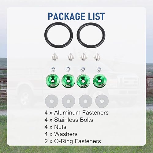 Vista 54 de Kit universal de sujetadores de liberación rápida Jmdspeed, para camiones, defensa, palanquilla, universal, CNC, Neo cromo Cromo neo