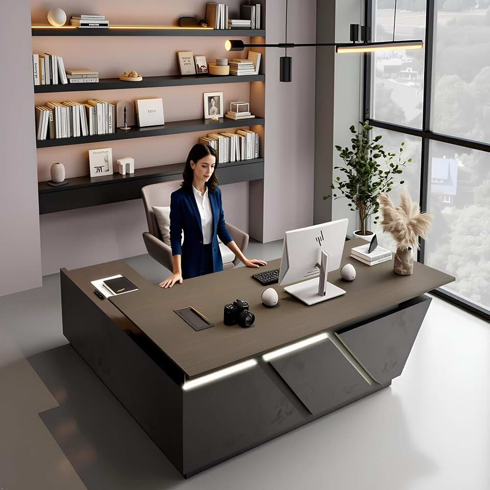 Modern Executive L-Shaped Adjustable Height Standing Desk