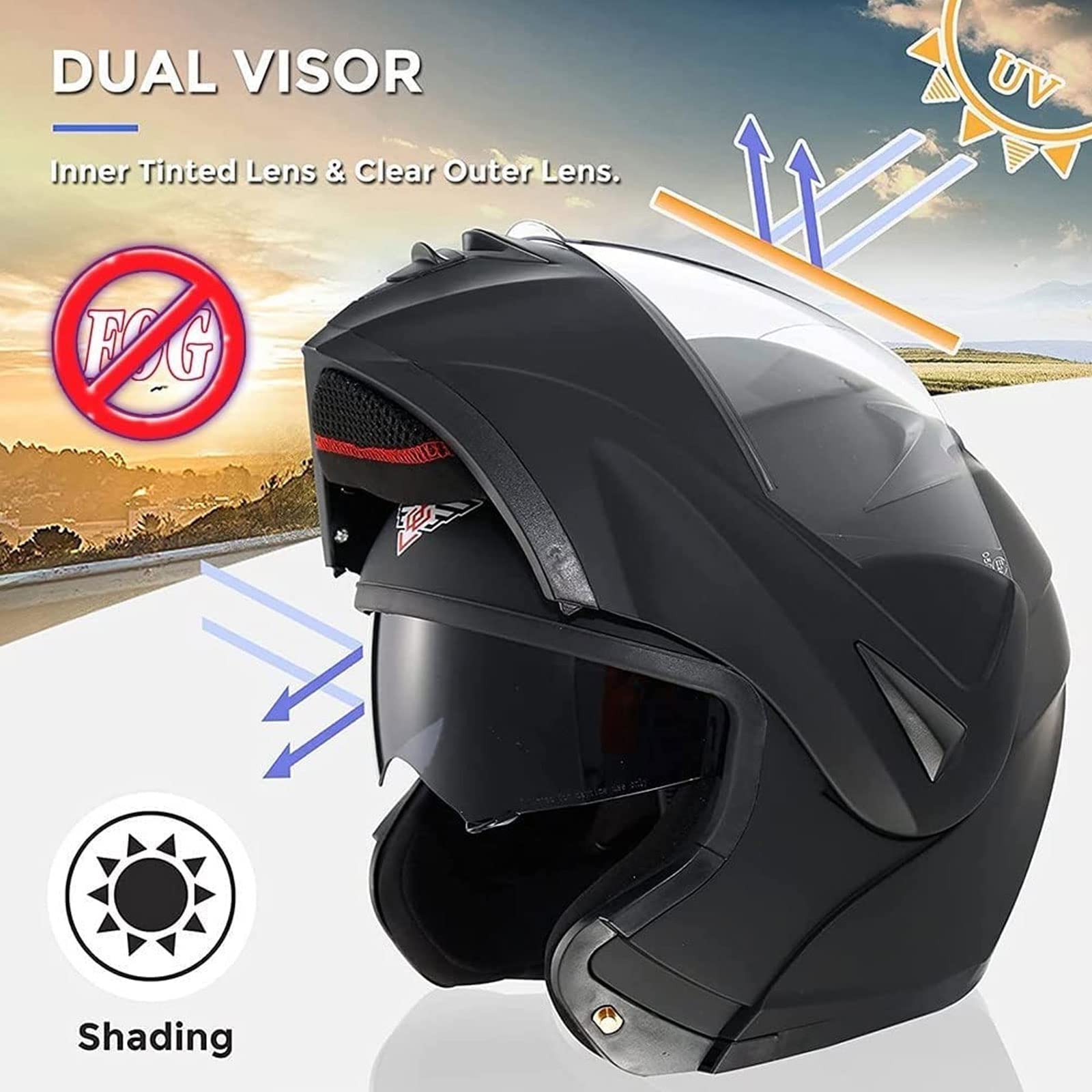 Modularer Motorradhelm – Mit Doppelvisier, DOT/ECE Zertifiziert | In Größe B, XL Erhältlich
