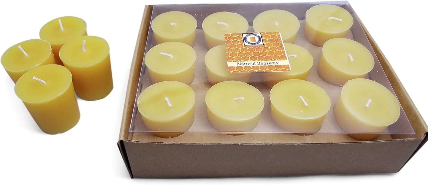 Natural Honey Scented 100% Beeswax Votives, Hand Poured by Hubbardston Candle Company (12)