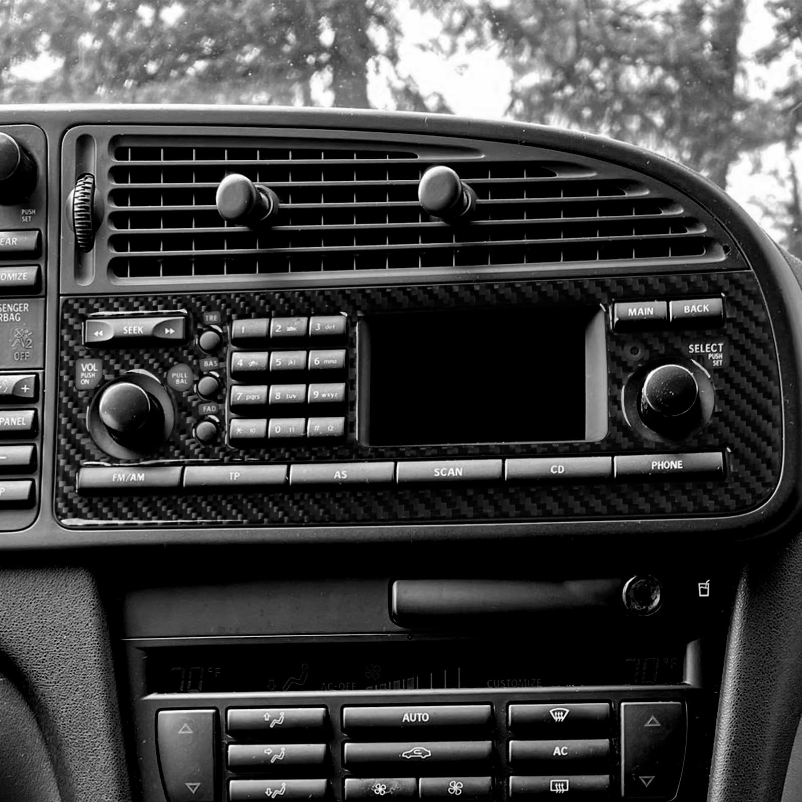 Real Premium Carbon Fiber Compatible with Saab 9-3 2003-2011 Accessories Car Radiow/o infotainment Cover Sticker Decal Interior Trim