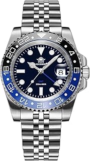 GMT Watches for Men Swiss Quartz Movement Waterproof 200 M Luminous Analog Two Tone Luxury Wrist Watch