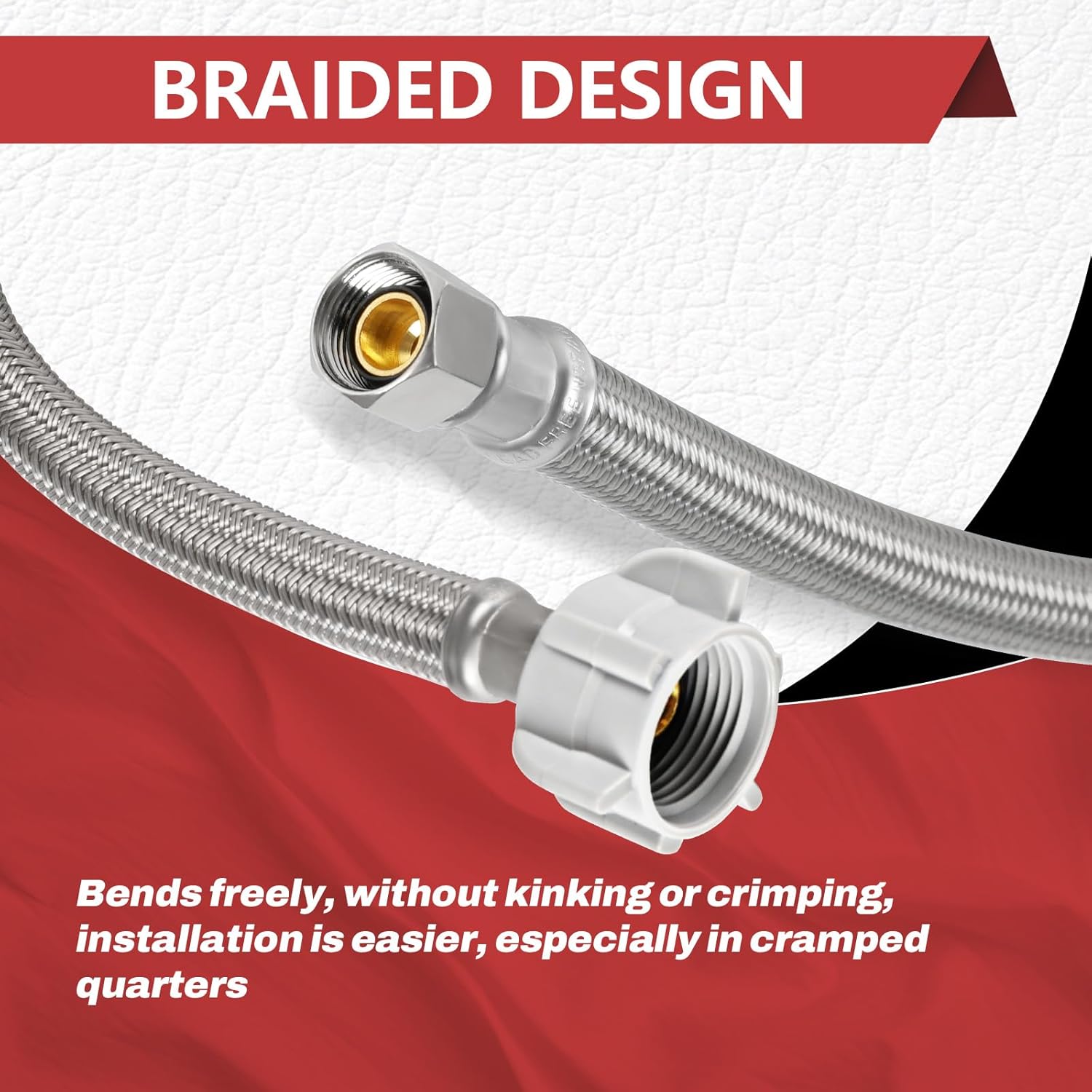 (Pack of 10) EFIELD 20 Inch 3/8" COMP X 7/8" BC Connection, Polymer Braided Toilet Connector Supply Line,(HOSE145)