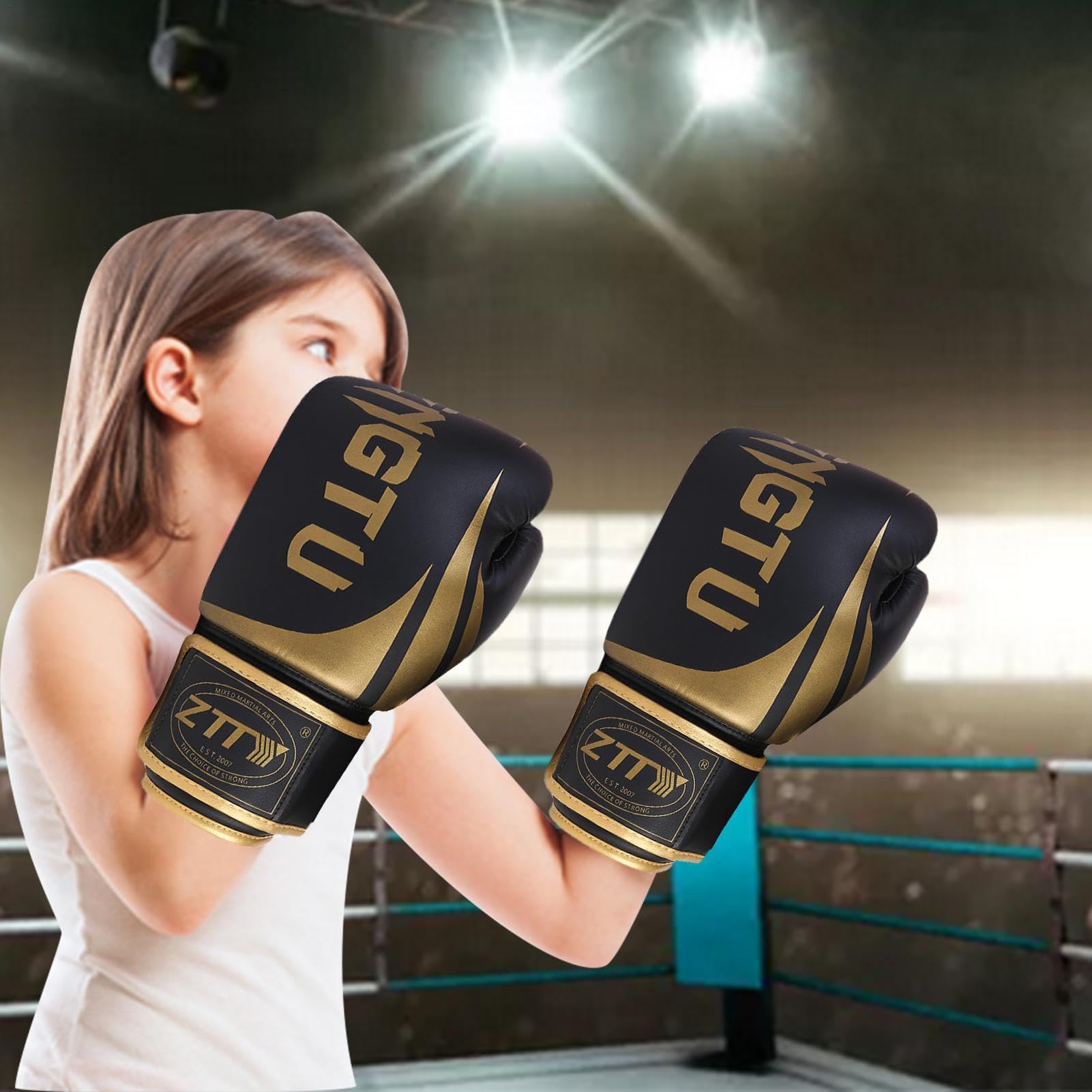 Guanti da boxe da uomo – Guanti da allenamento da kickboxing con protezioni per polsi | Guanti da boxe e borsa da battito per combattimento, kickboxing, muay thailandese e MMA