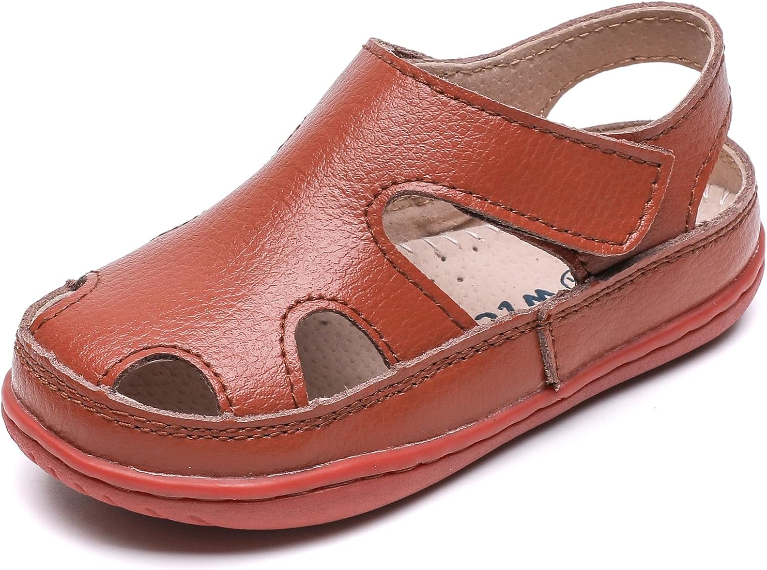 WUIWUIYU Boy's Girl's Leather Soft Closed Toe Outdoor Beach Summer Sport Sandals Athletic Fisherman Shoes for Toddler/Little Kid/Big Kid