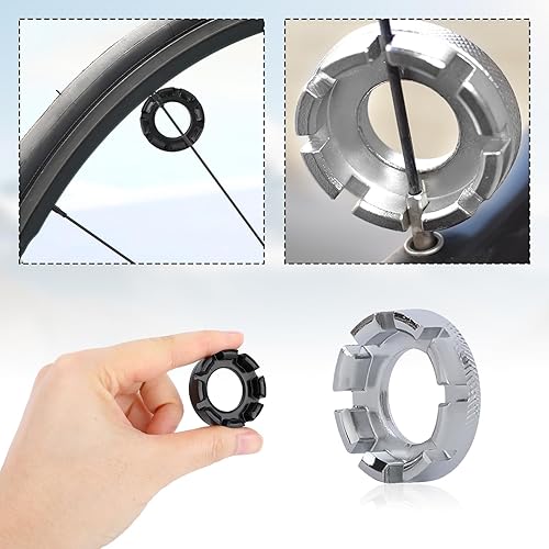 Miniatura 3 de BOXOB Juego de 7 llaves de radios de bicicleta, kit de herramientas portátiles para radios de bicicleta con 2 llaves de radio, 2 llaves de agarre de