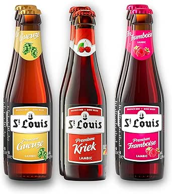 St. Louis Premium Bier Mix - Je 2 x Kriek, Framboise & Gueuze - Fruchtbier aus Belgien- Lambic (Insgesamt 6 Flaschen)