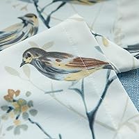 Vista 154 de VOGOL Cenefas con patrón de pájaros para ventanas de cocina, cenefa texturizada de lino con estampado floral y pájaros para ventanas pequeñas