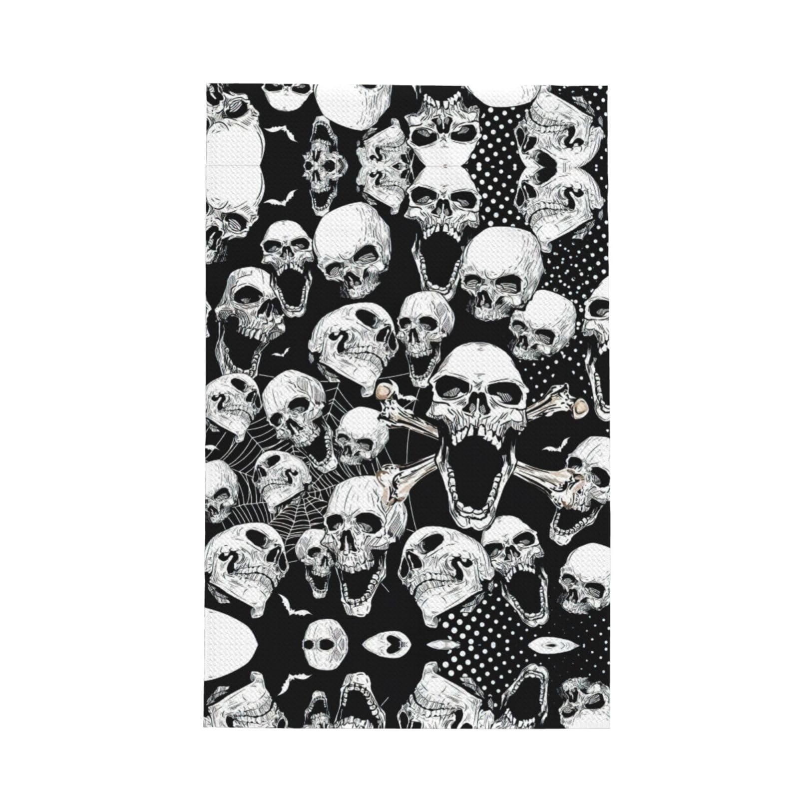 Xxahnbm Black Skull Background Print Waffle Kitchen Towel,Absorbent Hand Towel