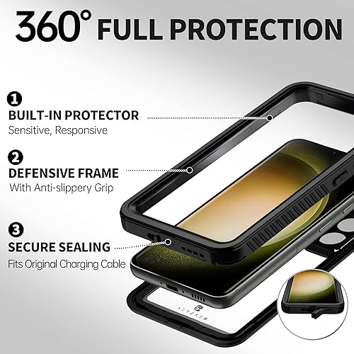 Miniatura 4 de BEASTEK Funda impermeable para Galaxy S23, a prueba de golpes, a prueba de polvo IP68, serie FSN con protector de pantalla integrado, funda