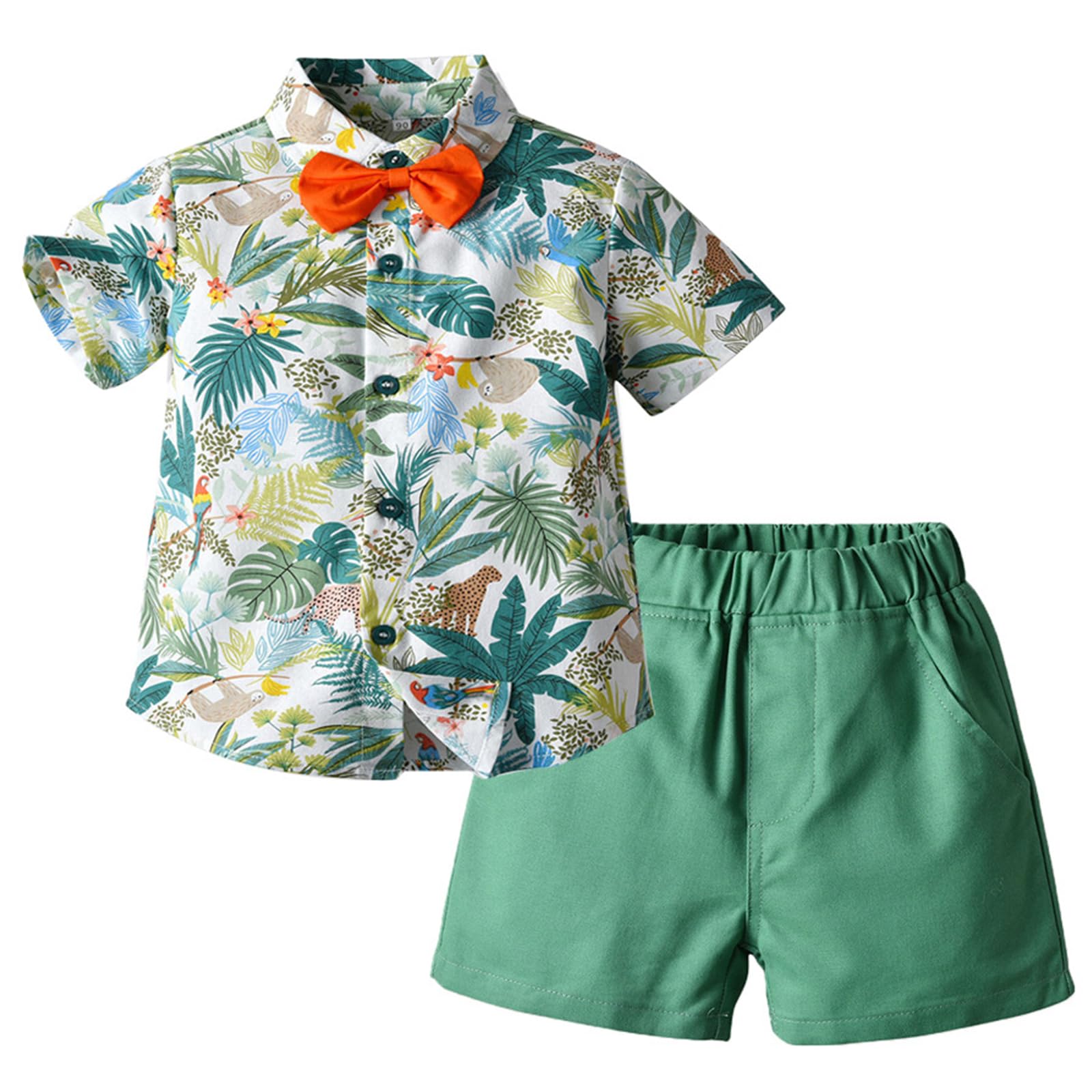 Winmany Neonati Completi Hawaiani Bambini Piccoli Botton Giù Camicie e Pantaloncini Set di Vestiti Estivi Floreali Tropicali Beachwear
