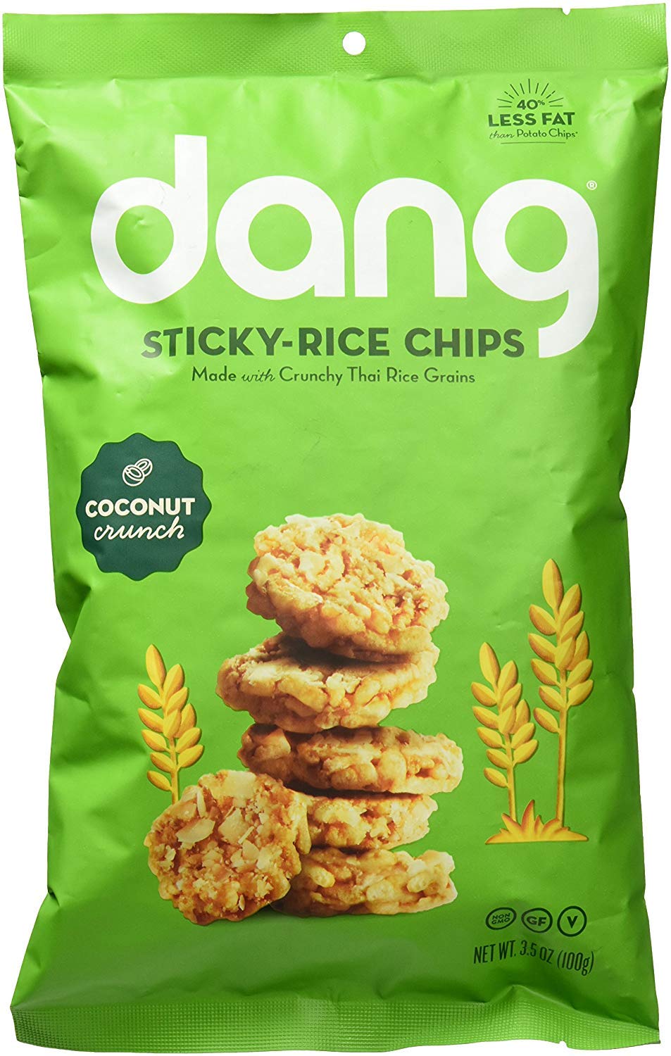 Dang Sticky Rice Chips, Coconut Crunch, 3.5 oz (1 Count), Gluten Free Rice Crisps