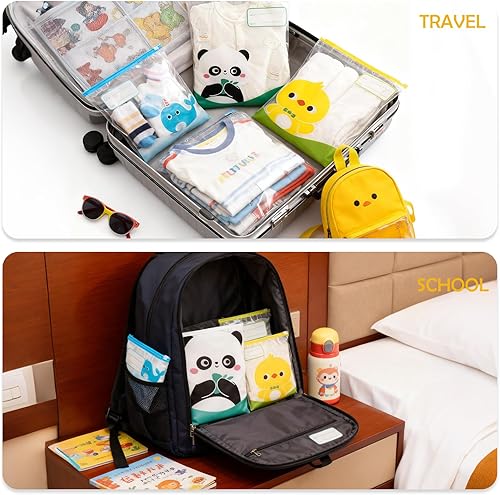 Miniatura 6 de Paquete de 15 bolsas de compresión de viaje para embalaje, bolsas ahorradoras de espacio en 3 tamaños, organizadores de equipaje para ropa y