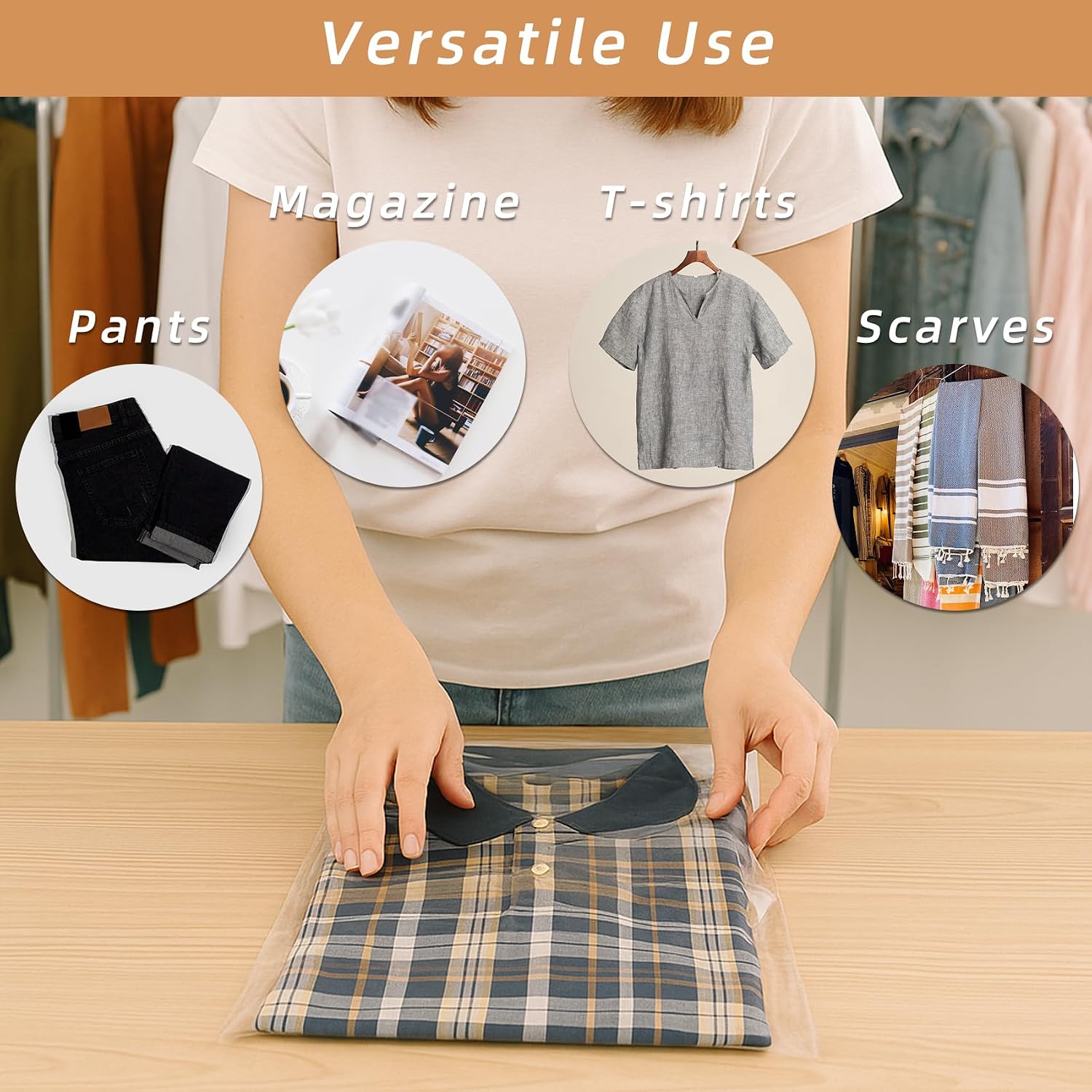  9x12 Inch Clear Self Sealing Cellophane Bags, 120 Pcs Plastic Packaging Bags for Clothes, Shirts, Gifts, Pants, Magazines, Crafts, Small Business thumbnail