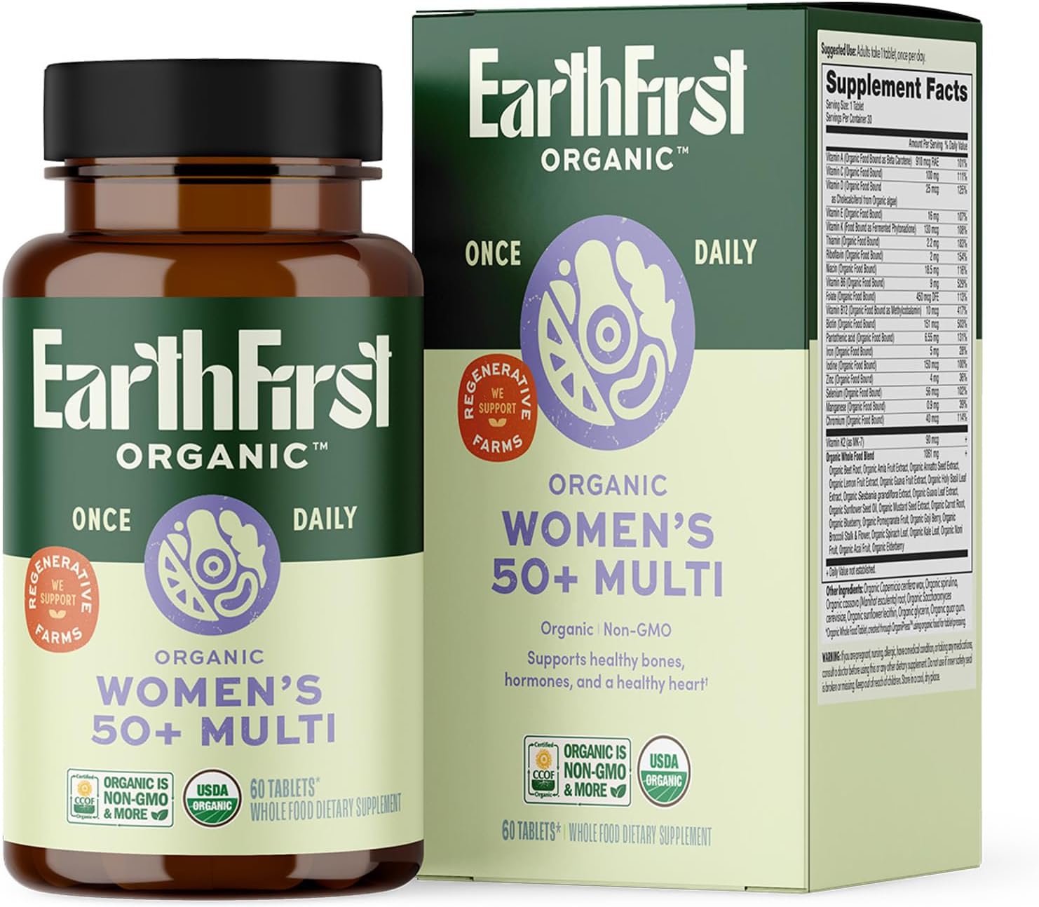 Once Daily Multivitamin for Women 50+, Supports Bone Strength, Energy, and Heart Health, 60 Count