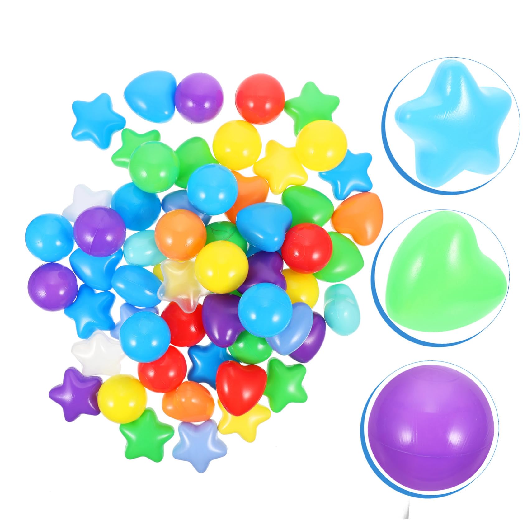minkissy 150 Piezas de Bolas de Plástico en Forma de Corazón y Figura de Cinco Puntas para Niños, Promoviendo Actividad Física en Parque Recreativo y Piscina