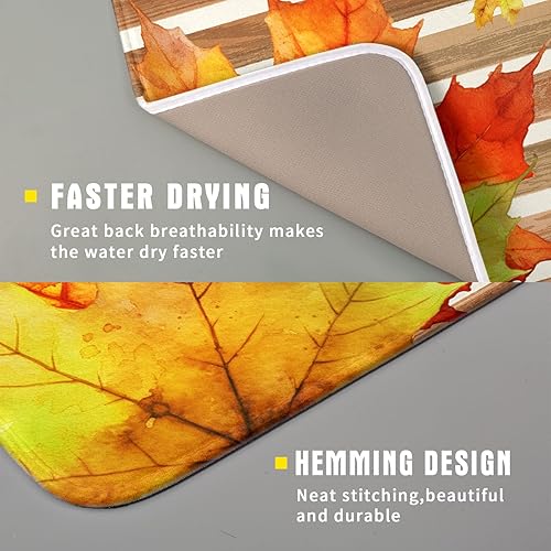 Vista 371 de Daisy On Old - Tapete de secado de platos de madera para encimera de cocina, tapete de secado de madera turquesa de 18 x 24 pulgadas con tapete