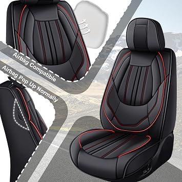 Front Set for Kia NIRO Car Seat Covers 2017-2025, Waterproof Nappa Leather Car Seat Protector, Anti-Slip and Comfortable Car Seat Cover&Accessories(2 Seats/Black)