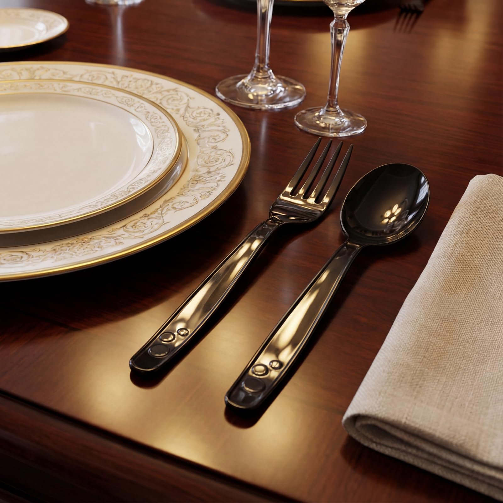 SACATR 1000 Count Black Plastic Silverware Heavy Duty -Forks, Spoons — Amazon image 4