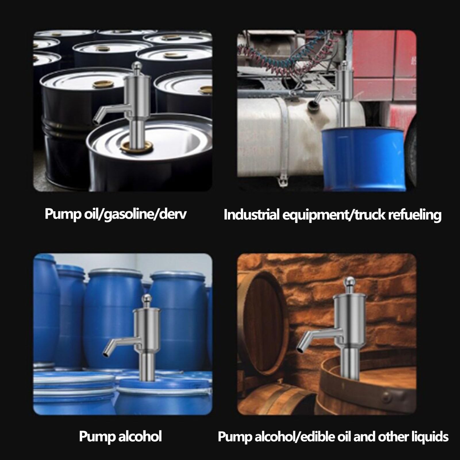 Fockety Bomba de Transferencia de, Bomba de Transferencia de Aceite Manual de Acero Inoxidable de Portátil, de Tambor Manual para Gasolina, Vehículos, de