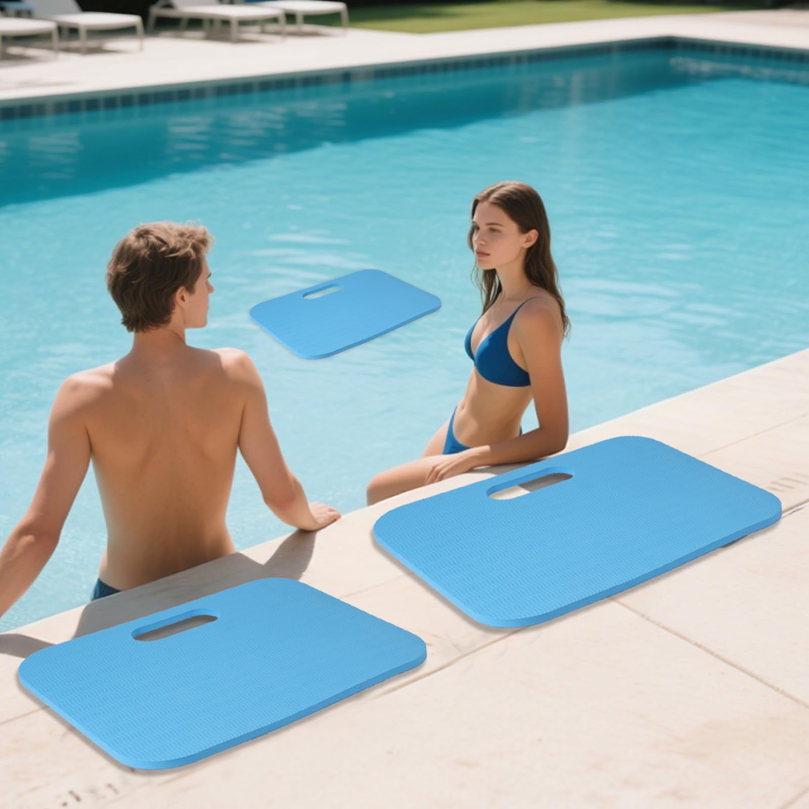 BOXOB 3uds Tapetes Sentarse Junto Piscina, 40x30x1cm Portátil Almohadilla Sentarse Playa Antideslizante Impermeable Cojines Asiento Regalo para Piscina Camping Viajes Descansar Aire Libre (Azul)