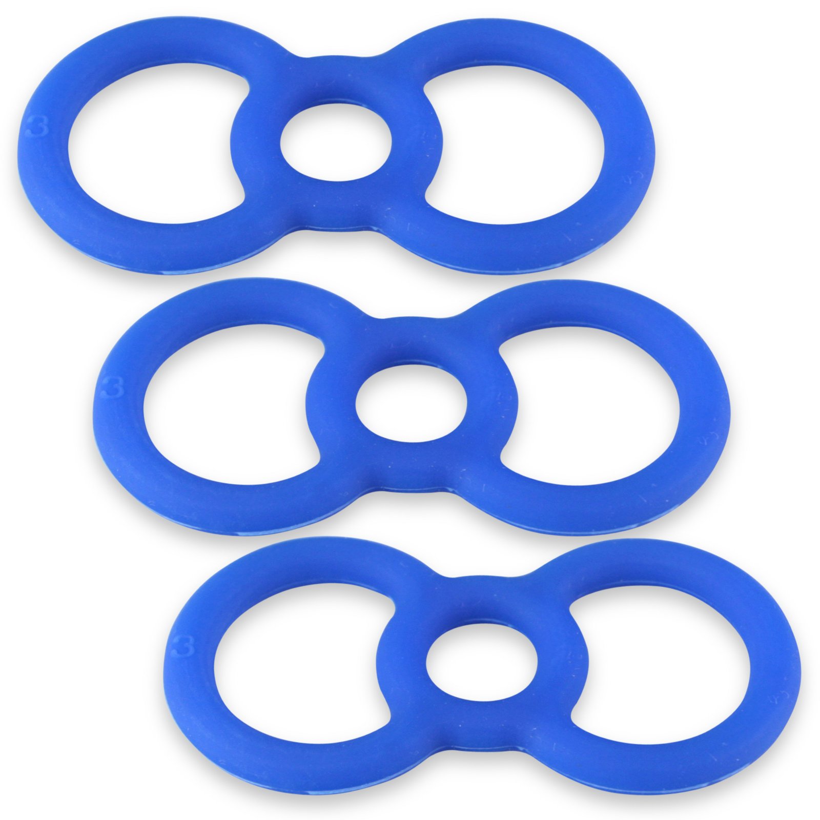 LeLuv Loop Handle Penis Tension Rings Eyro Slippery Blue Silicone .5 inch Unstretched Diameter 3 Pack