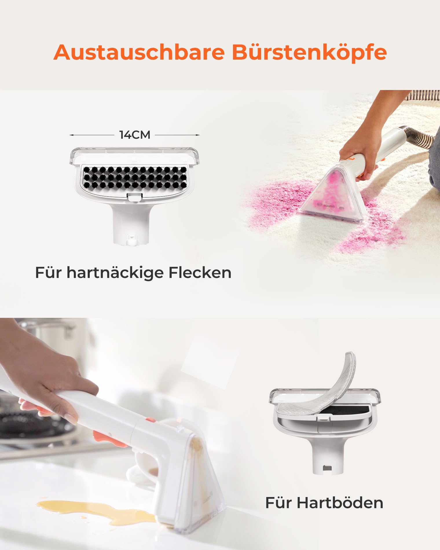 uwant Teppichreinigungsmaschine Leistungsstarker Polsterreiniger für Haustiere, tragbarer Teppichreiniger mit Reinigungs- und Selbstreinigungswer