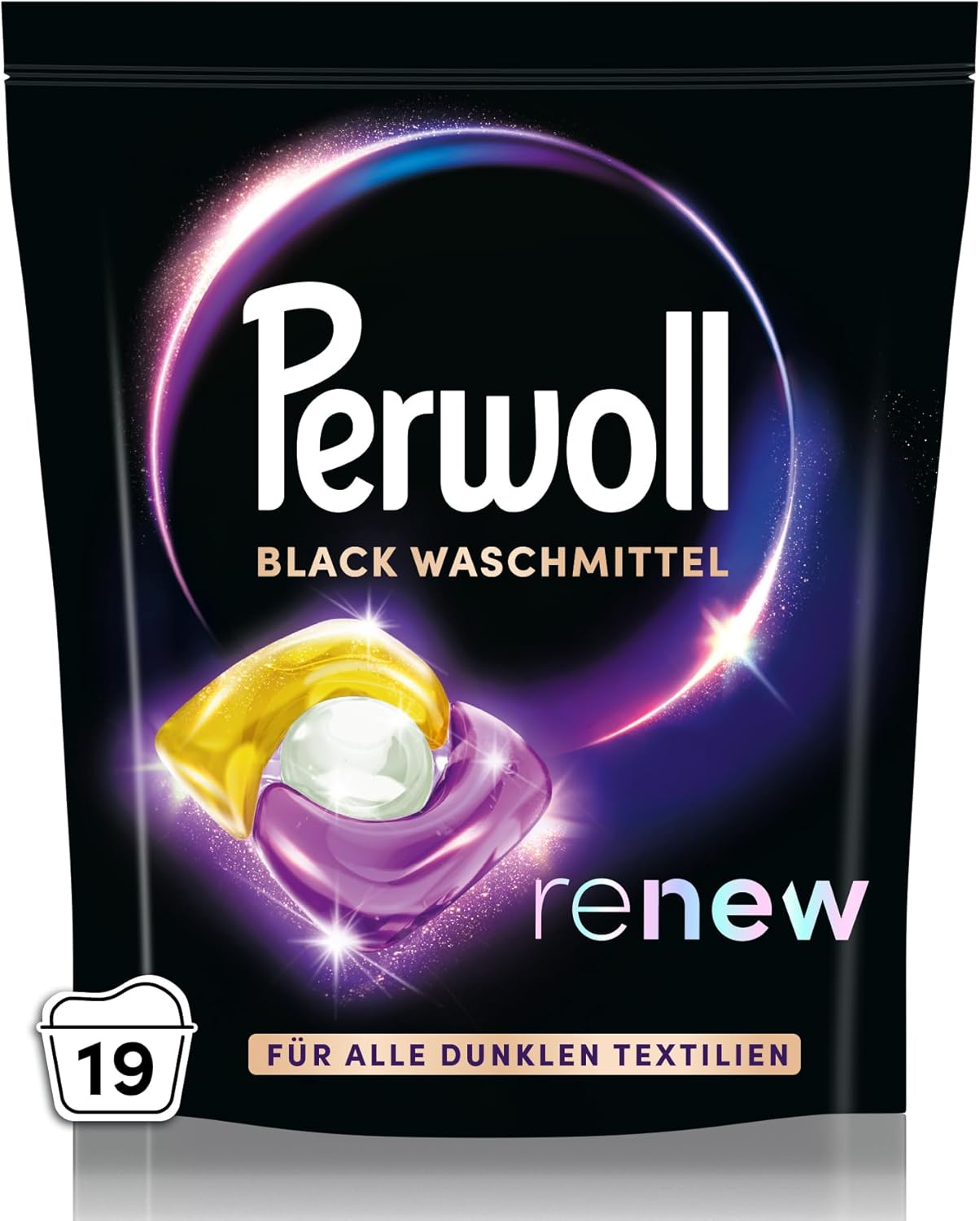 Perwoll Caps Black Detergent (19 Washes) | All-in-1 Detergent | Caps Gently Clean and Renew Colors & Fibers | For All Dark Textiles | With Triple-Renew Technology