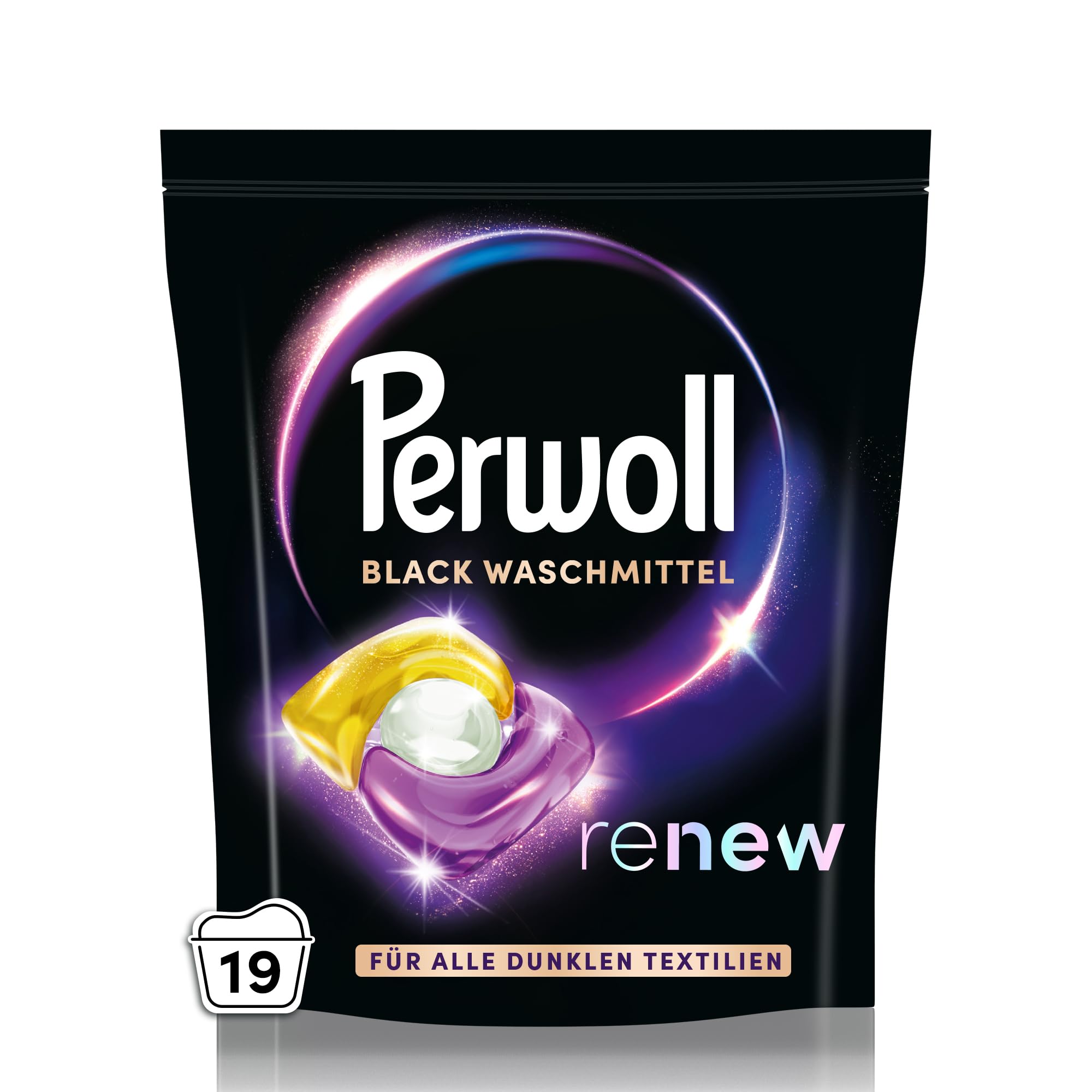 Perwoll Caps Black Detergent (19 Washes) | All-in-1 Detergent | Caps Gently Clean and Renew Colors & Fibers | For All Dark Textiles