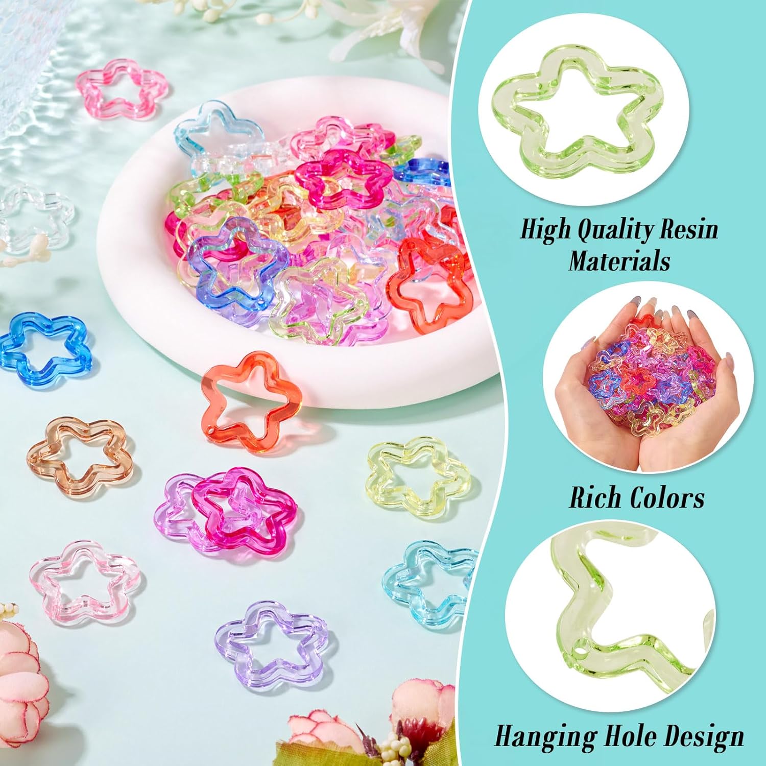 Colorful Star Charms for Jewelry Making Acrylic Hollow Star Charms for Christmas Tree Decor Mini Pentagram Dangle Pendants for Women Birthday Valentine Gifts - Image 5