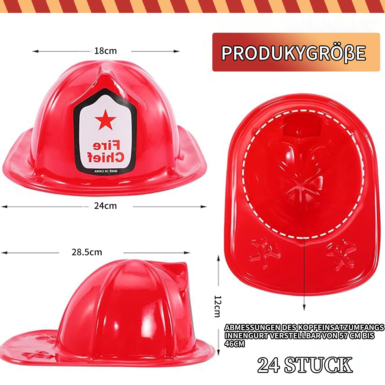 Casco da vigili del fuoco per bambini, 24 pezzi, per bambini e adulti, morbido casco da vigili del fuoco, cappello da pompiere, cappello da festa per giochi di ruolo, accessorio per feste