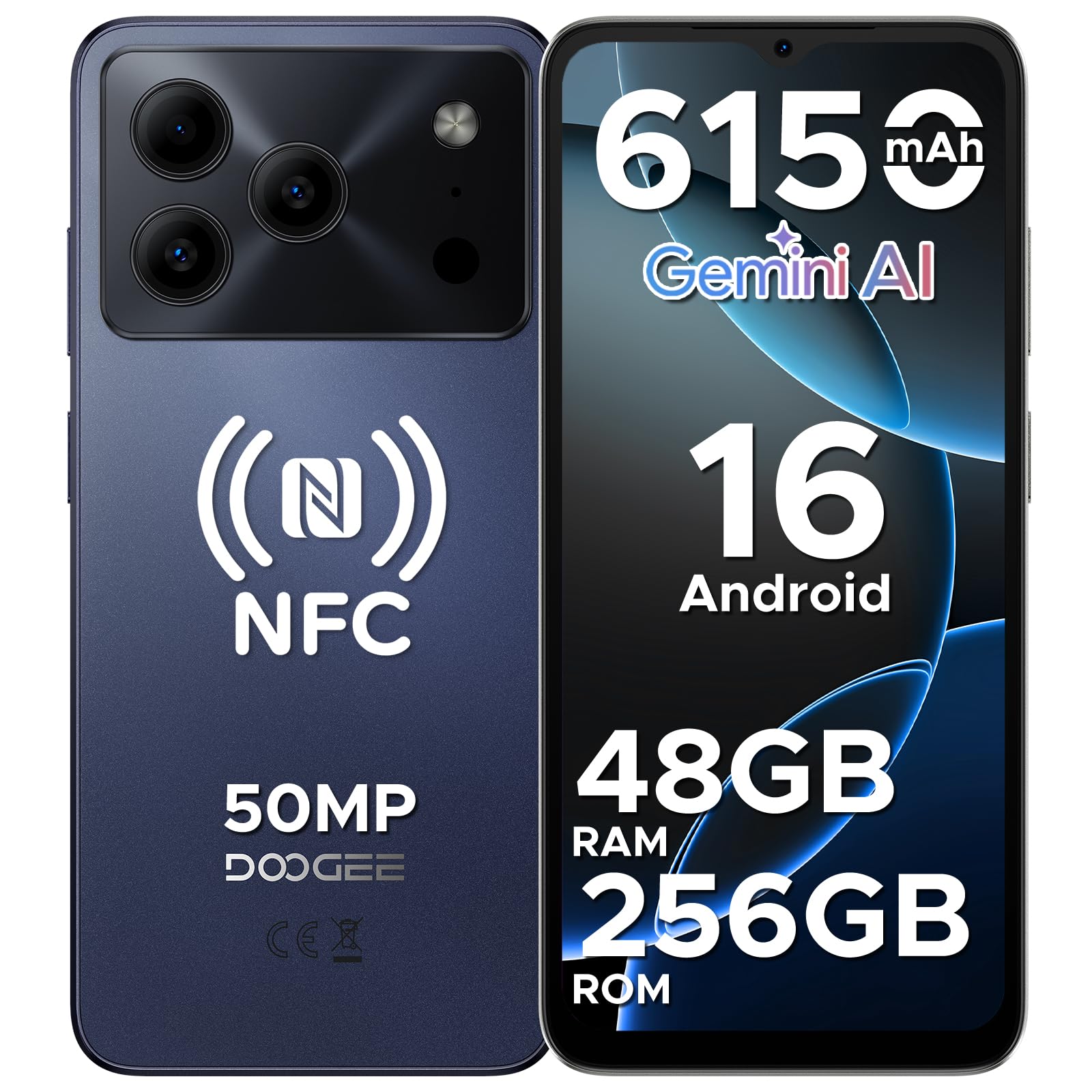 DOOGEE Note 56 Plus Android 16 Smartphone, 48GB+256GB/TF 2TB Telefono Cellulare, 50MP+8MP, 6150mAh Cellulari, 6.56" 90Hz Octa-Core Telefoni, Fingerprint/Face ID/4G Dual SIM/Widevine L1/NFC - Viola