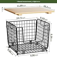 Vista 6 de Wire Storage Basket for Kitchen Pantry: GGIU Stackable Kitchen Counter Organizers - Wire Organizing Bin for Produce Vegetable Potato and Onion Black