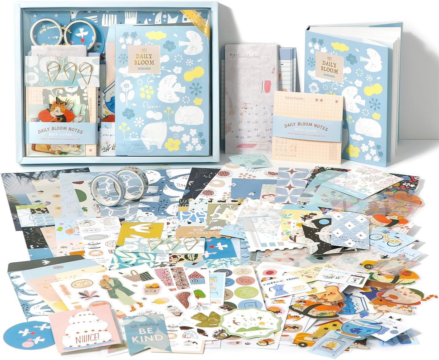 Blue Aesthetic Scrapbook Kit, Journaling Supplies Scrapbooking Gift Set