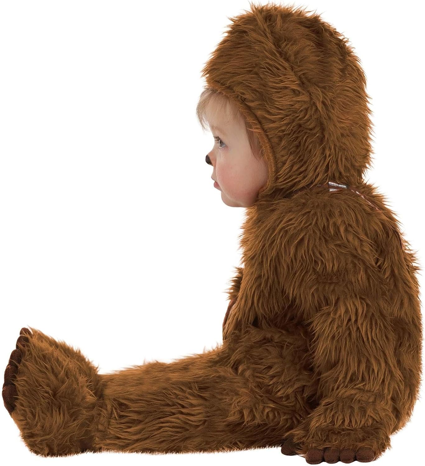 Infant Star Wars Chewbacca Costume | Hooded Jumpsuit with Attached Belt Bag and Foot Covers for Halloween or Dress Up