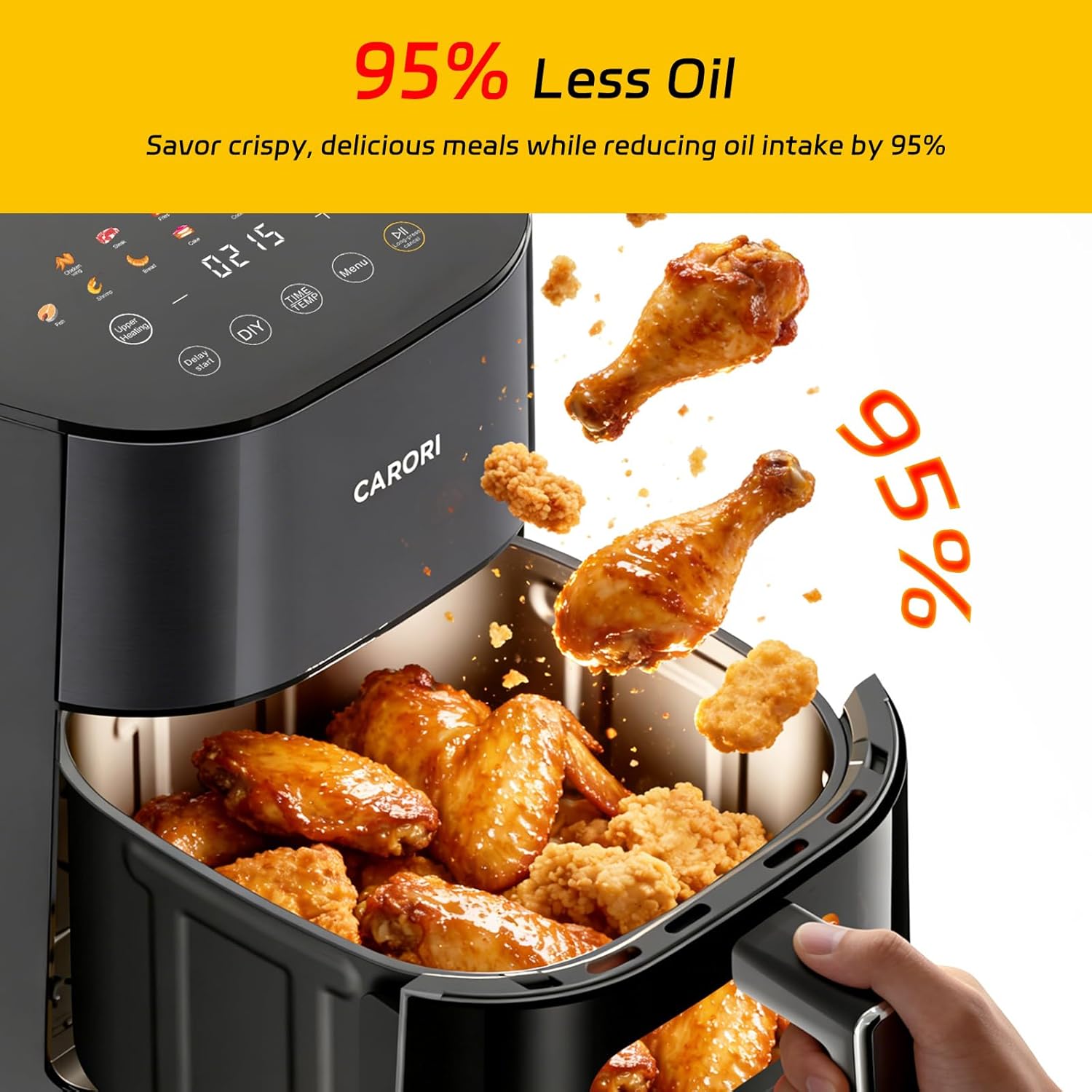 6Qt Air Fryer 14-in-1 with Viewing Window, Large Capacity, 392℉ Max Crisp, No Flipping Dual Heating, 1700W Fast Even Cooking, Nonstick Dishwasher Safe Basket, Bake Roast Dehydrate Reheat