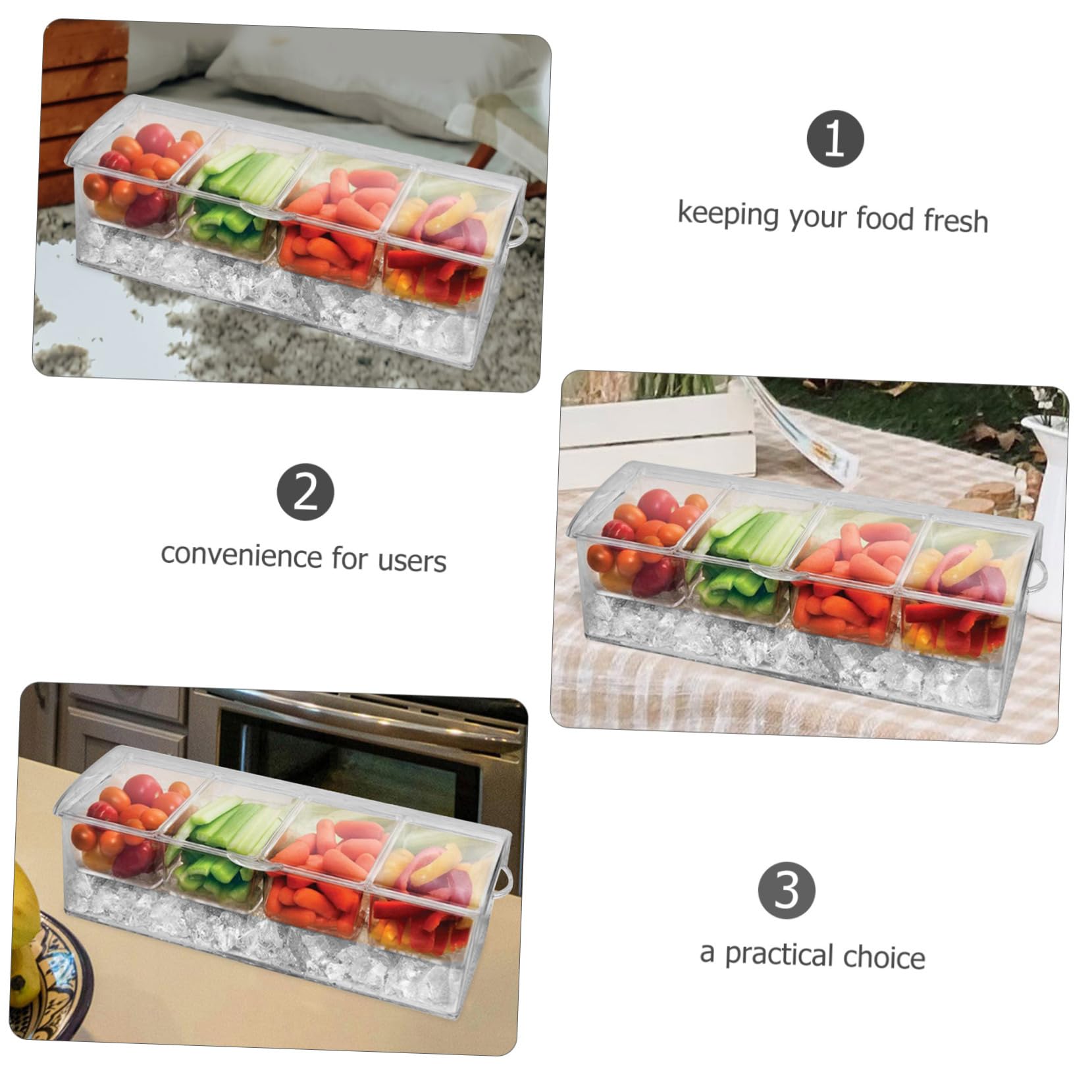 Toddmomy Caja Organizadora de Alimentos Multiusos con Tapa Hermética Compartimentos Clips y Cucharas para Refrigerador y Cocina y Facilita Almacenamiento