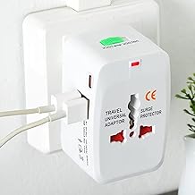Farraige® Worldwide Travel Adapter inbuilt Surge Protector with Type C & Dual USB Port, LED & Child Safety Shutter-Universal Socket for UK, Europe, USA, Australia, China, Japan & Thailand (White)