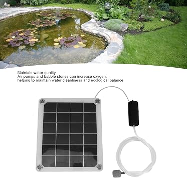 20W Solar Air Pump for Fish Pond, Solar Pond Aerator with Air Hose and Air Bubble Stone, Solar Powered Oxygenator Aerator for Garden Fish Tank Outdoor Pool Pond Aquarium