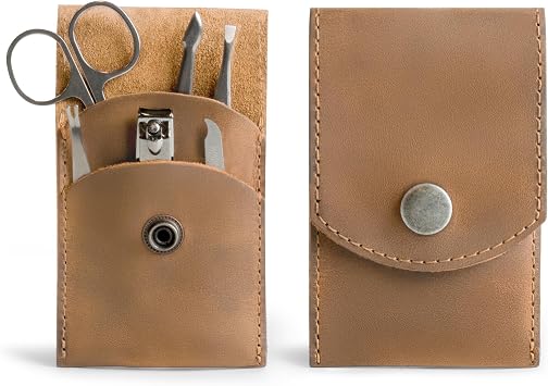 Hide & Drink, Double Nail Clipper Case, Beauty & Personal Care, Commuter and Nomad, Grooming Case, Home & Travel Essentials, Manicure Kit Storage, Full Grain Leather, Handmade Single Malt Mahogany