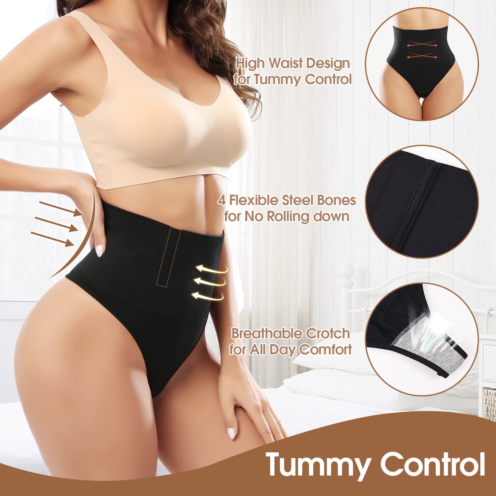 Tuopuda Perizoma Contenitivo Modellante Donna Mutande Contenitive Intimo Slip Pancera Guaina Contenitiva Vita Alta Thong Tanga Shapewear Dimagrante Pancia Piatta