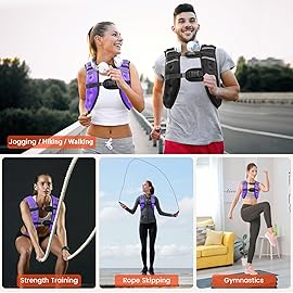 Poudee Weighted Vest, 16LB Weight Vest for Men Women, Body Weight Vests Adjustable with Reflective Stripe for Strength Training, Running, Training Workout, Jogging, Walking - 16LB, Purple
