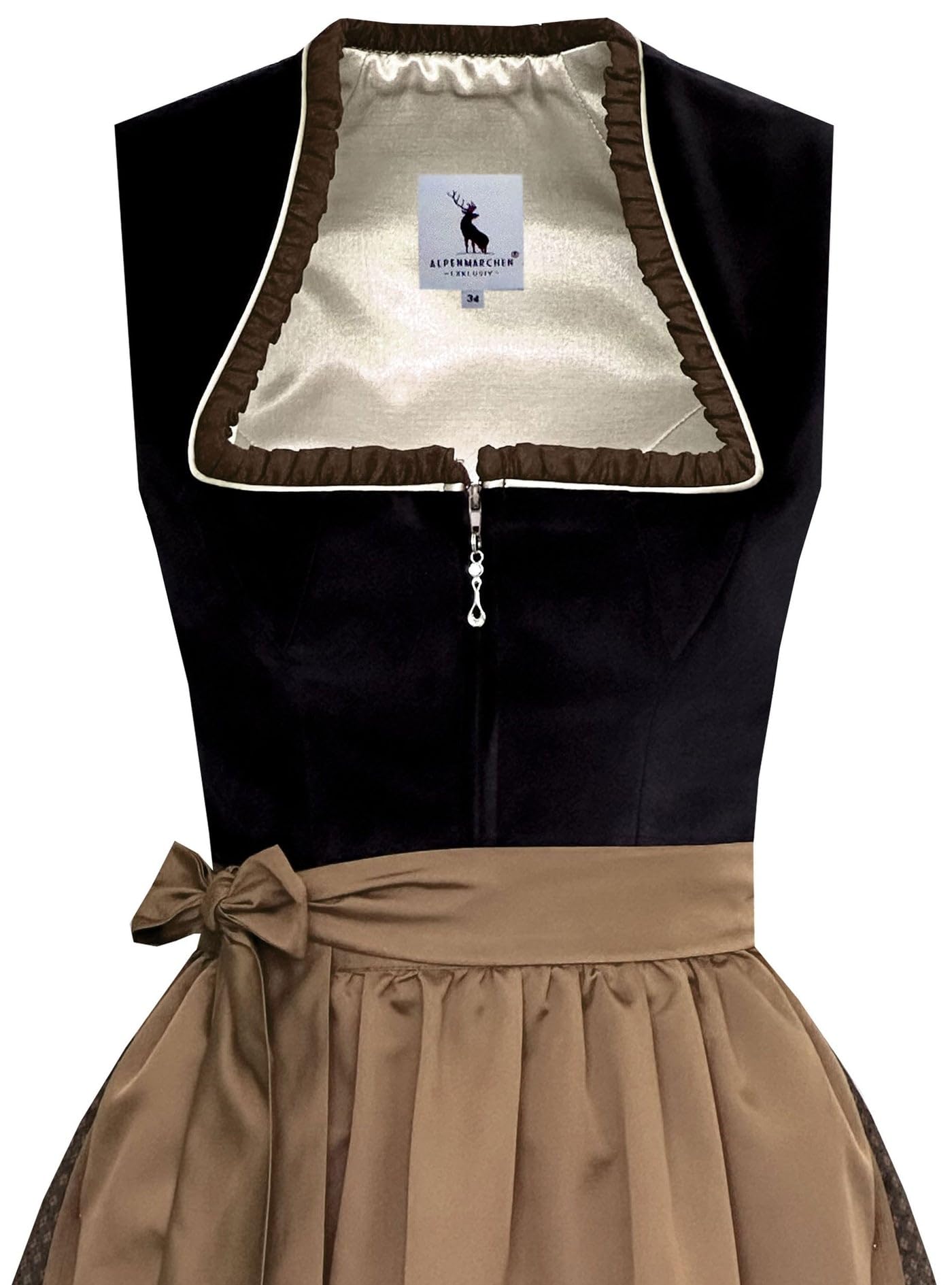 Alpenmärchen Midi Dirndl Sybille aus Exklusiver Kollektion inkl. Schürze Gr.32-54 - ALM1033