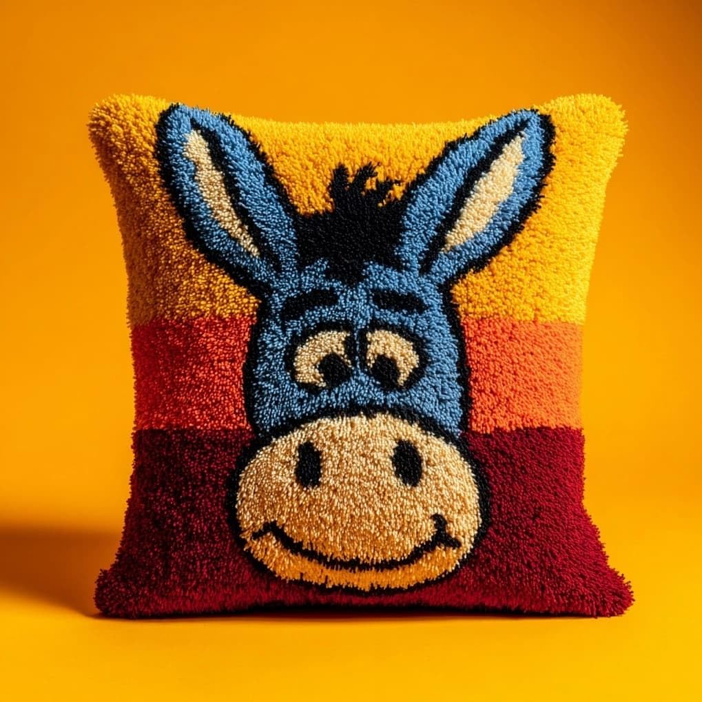 AxiangziK Latch Hook Cushion Kit for Beginners,Animal Donkey
