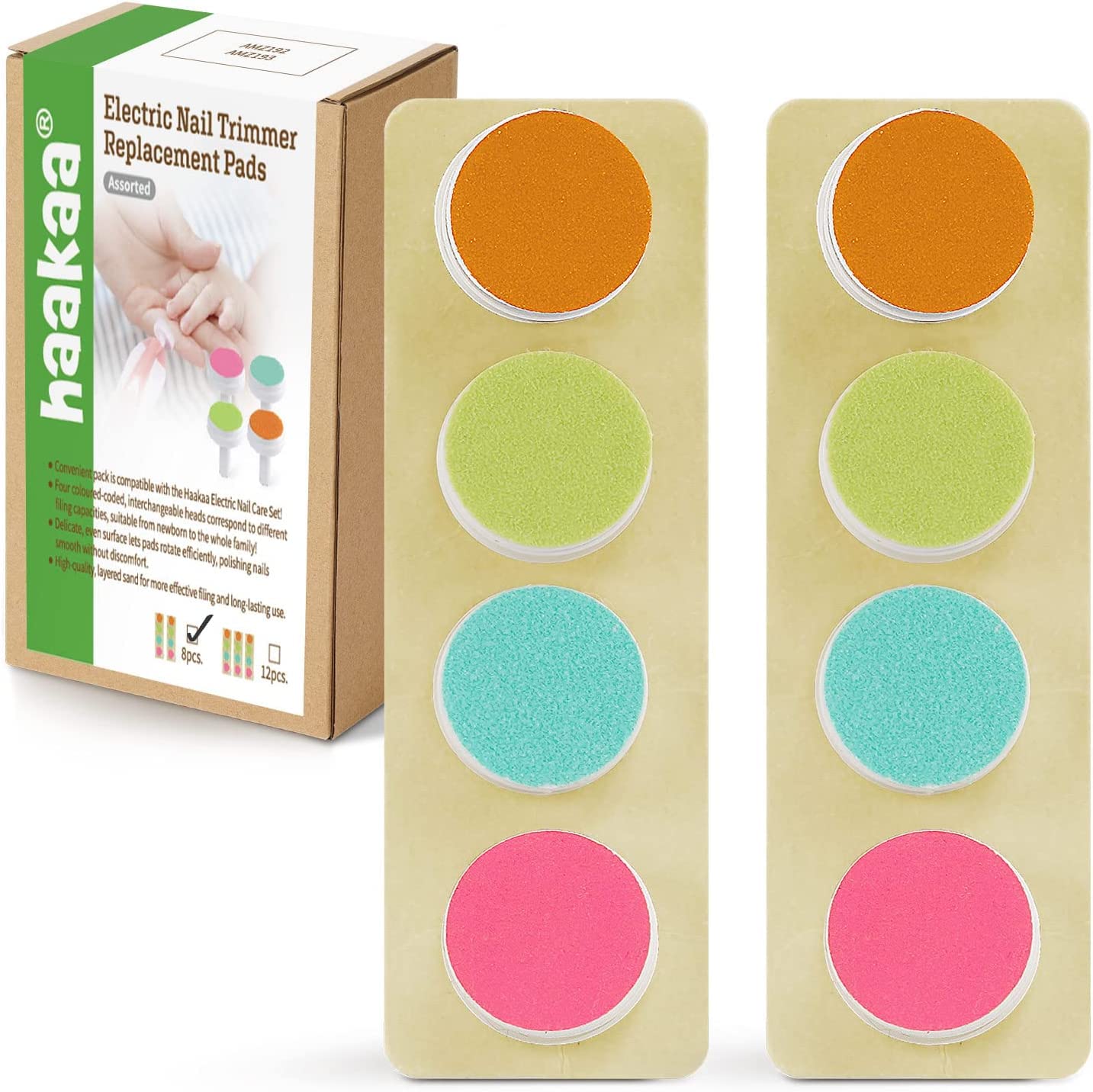 haakaa Baby Nail Trimmer Replacement Pads Electric Baby Nail Grinding Heads for Standard Electric Kid Nail Trimmer Suits to Newborn Infant Toddler 8pcs