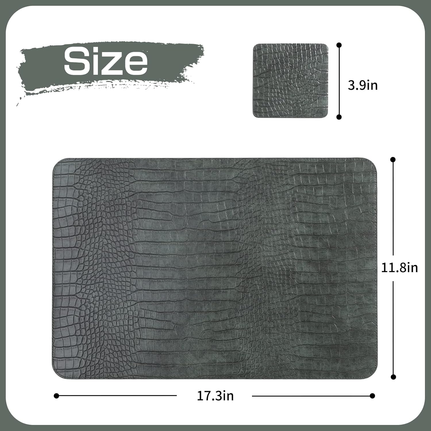 Crocodile Leather placemats Set of 8 - Faux Leather Place ments Stain Resistant Heat Resistant Easy to Clean Wipeable Waterproof Placemats for Kitchen Dining Patio Table Decor